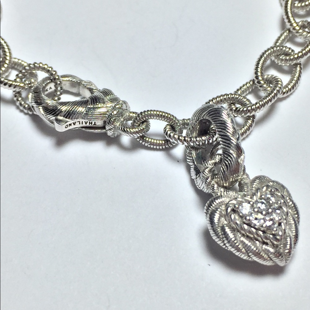 Judith Ripka Sterling Heart Charm Bracelet